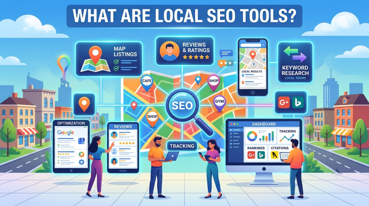 What are local SEO tools and how they improve local rankings
Local SEO software for managing citations and rankings
Businesses using local SEO tools to increase local visibility