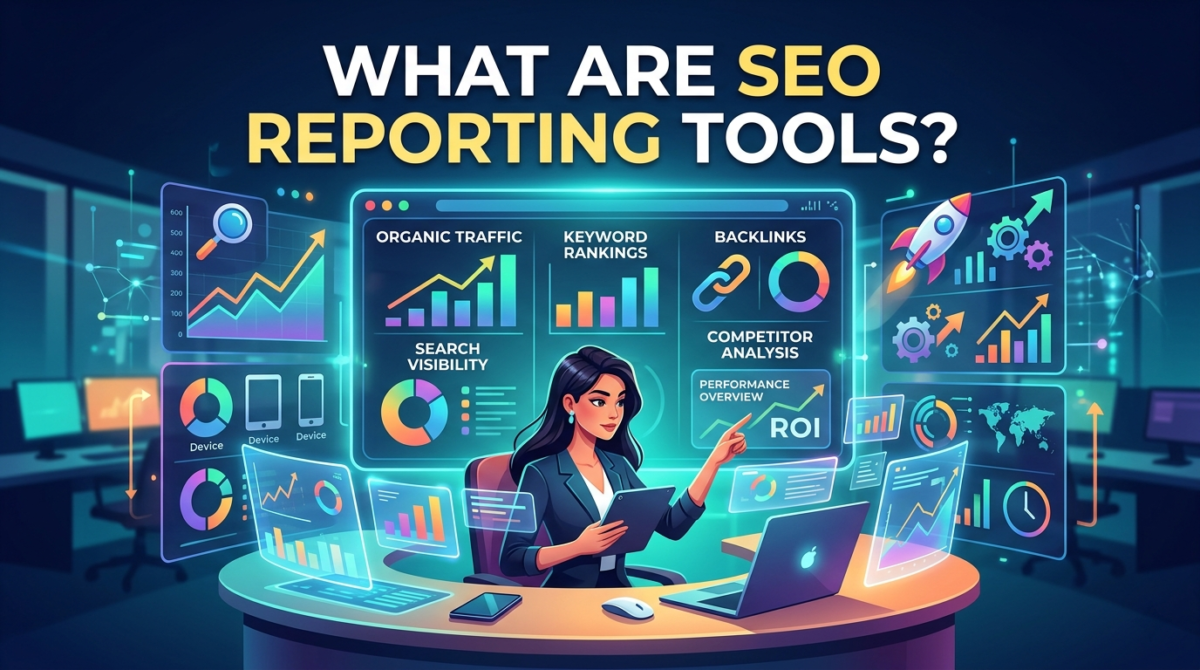 SEO reporting tools dashboard displaying website performance metrics
Digital marketing reporting software for SEO analytics
SEO reporting platform tracking rankings and traffic